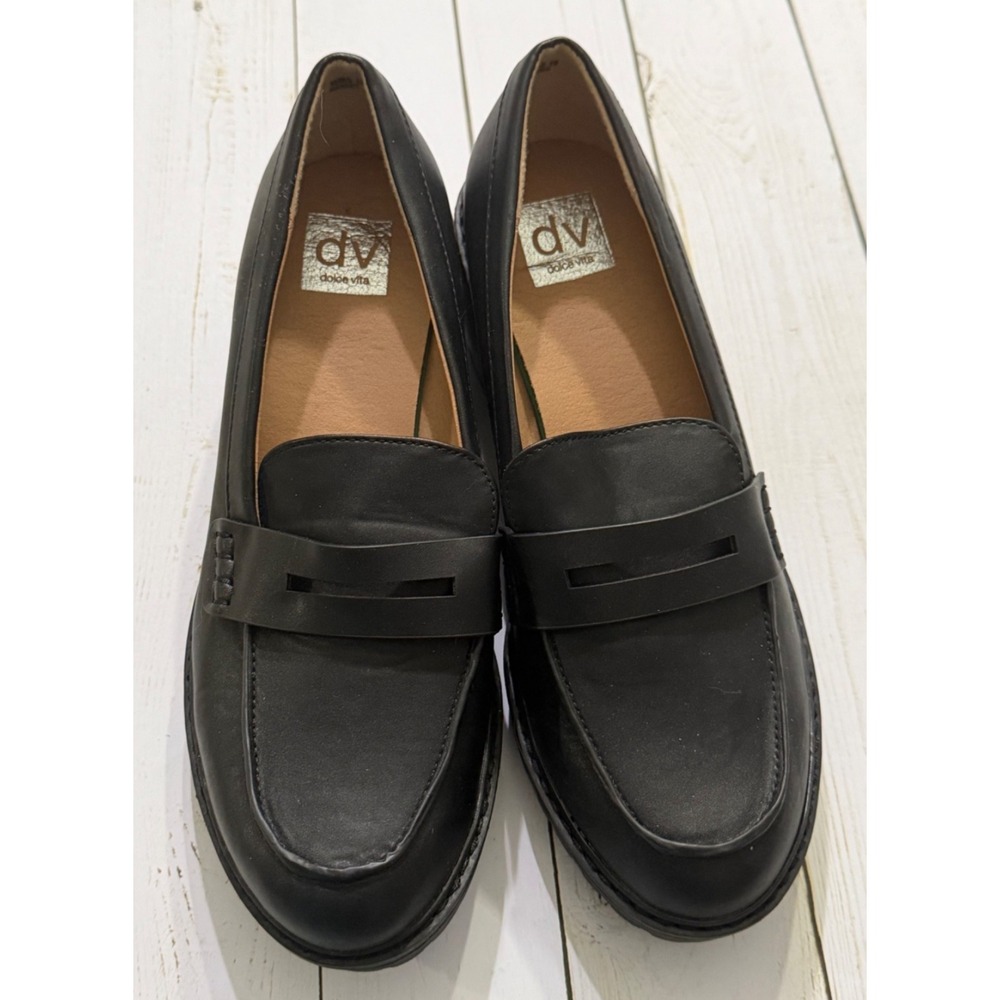 DV Dolce Vita Randee Loafer Black Chunky Heel Womens 10 Preppy Acedemia 90s